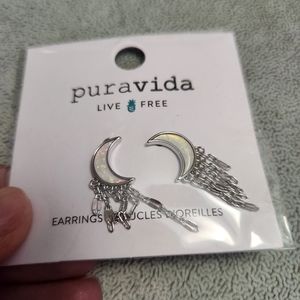 Crescent moon earrings with fringe